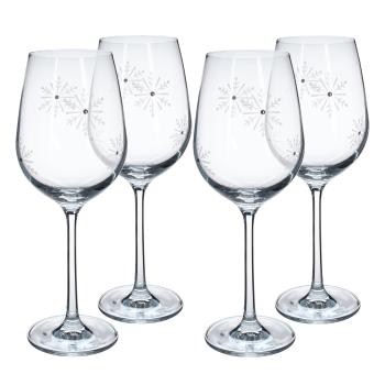 KONDELA Snowflake Vino pohár na víno (4 ks) 450 ml priehľadná / biela