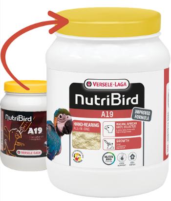 Versele Laga NutriBird A19 - dokrmovacia zmes na ručný odchov veľkých papagájov 800g