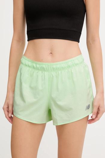 Tréningové šortky New Balance zelená farba, jednofarebné, vysoký pás, WS41286MEW