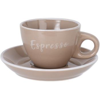 Kameninová šálka s podšálkou Espresso, 100 ml, mocha
