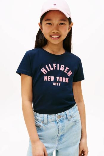Detské bavlnené tričko Tommy Hilfiger tmavomodrá farba, KG0KG08813