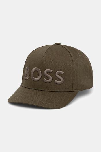 Bavlnená šiltovka BOSS čierna farba, s nášivkou, 50536482