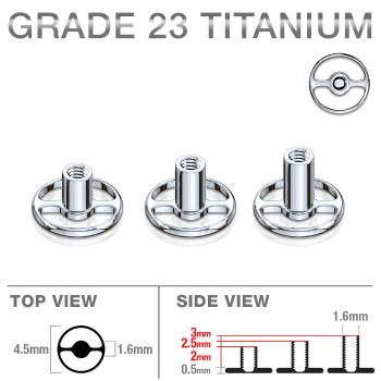 Podkožný titánový implantát microdermal, kruhový tvar, vnútorný závit, 1,6 mm - Dĺžka: 2 mm