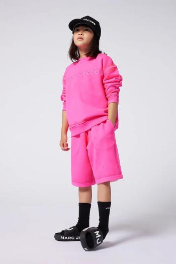 Detská bavlnená mikina Marc Jacobs ružová farba, W60435