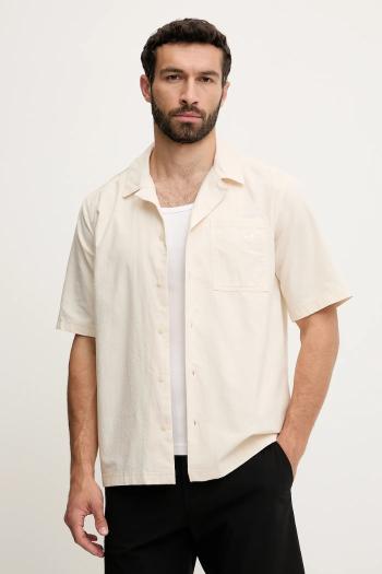 Bavlnená košeľa adidas Originals Essential béžová farba, voľný strih, s klasickým golierom, JD2456