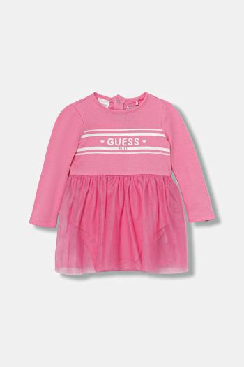 Šaty pre bábätká Guess ružová farba, midi, áčkový strih, S5YG00 KA6W4