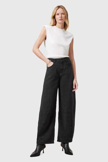 Nohavice AllSaints JETT čierna farba, široké, vysoký pás, W077TC