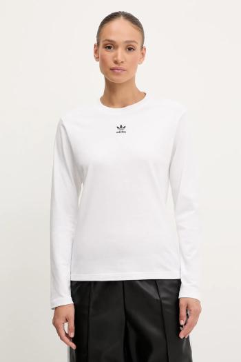 Bavlnené tričko s dlhým rukávom adidas Originals Essentials biela farba, JW7454