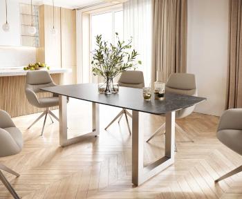 Jedálenský stôl Edge 200x100 cm keramický zaoblený Laminam® Nero Greco