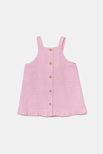 Dievčenské bavlnené šaty United Colors of Benetton ružová farba, mini, áčkový strih, 4PZQAV00Q