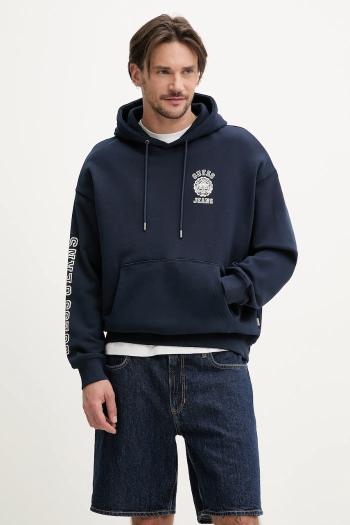 Bavlnená mikina Guess Jeans pánska, tmavomodrá farba, s kapucňou, s potlačou, M5GQ21 KCPR1