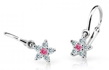 Cutie Jewellery Trblietavé detské náušnice z bieleho zlata C2118-10-X-2 fuchsiová