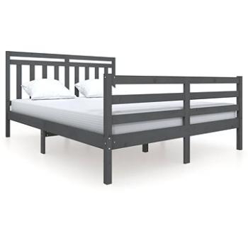 Rám postele sivý masívne drevo 150 × 200 cm King Size, 3100661
