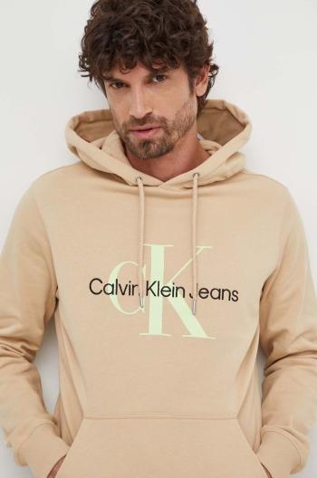 Bavlnená mikina Calvin Klein Jeans pánska,čierna farba,s kapucňou,s potlačou,J30J320805