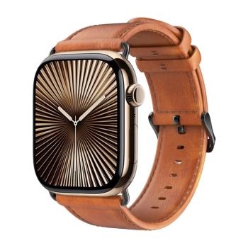 DUX LEATHER Kožený remienok pre Apple Watch 10 46mm svetlohnedý