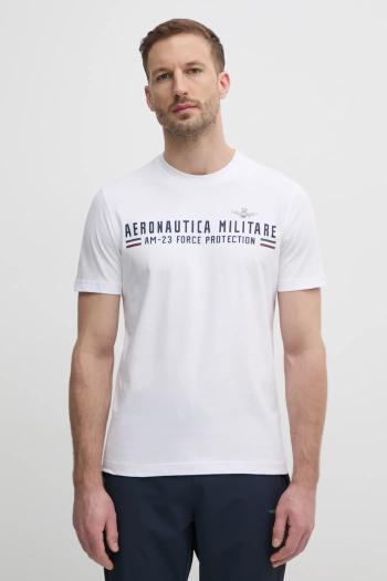 Bavlnené tričko Aeronautica Militare pánske, biela farba, s potlačou, TS1942J538