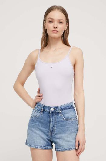 Body Tommy Jeans dámske, fialová farba, DW0DW17993