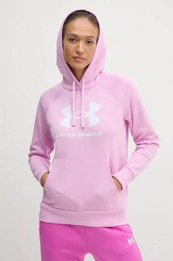 Mikina Under Armour dámska, ružová farba, s kapucňou, s potlačou