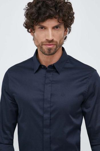 Košeľa Armani Exchange pánska, tmavomodrá farba, slim, s klasickým golierom, 8NZCBD ZN10Z NOS
