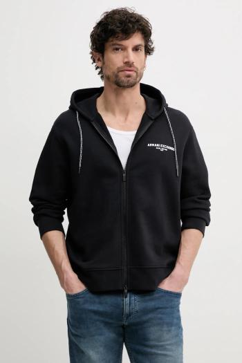 Bavlnená mikina Armani Exchange pánska, tmavomodrá farba, s kapucňou, s potlačou, XM000223 AF12656
