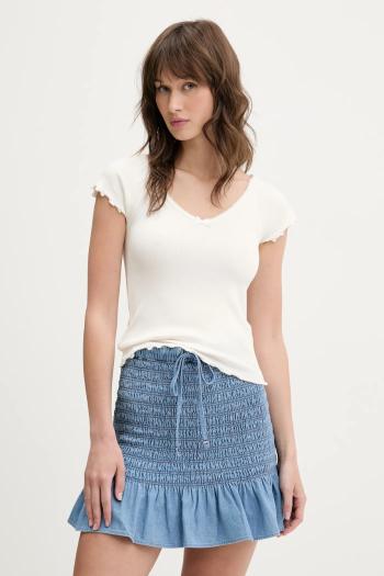 Tričko Tommy Jeans dámske, béžová farba, DW0DW21349