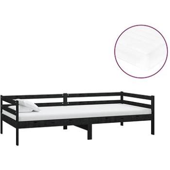 Shumee váľanda s matracom 90×200 cm čierna masívne borové drevo, 3083558