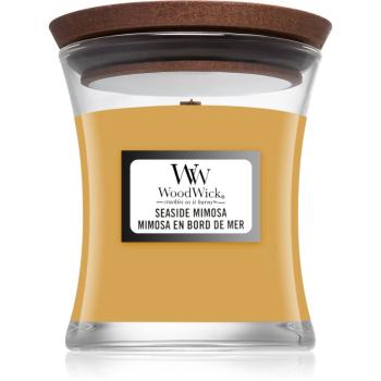 Woodwick Seaside Mimosa vonná sviečka s dreveným knotom 85 g