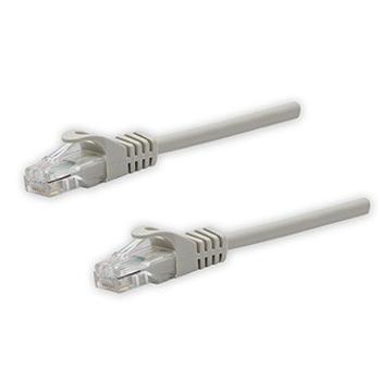 Síťový LAN kábel UTP patchcord, Cat.5e, RJ45 samec - RJ45 samec, 10 m, netienený, sivý, čistá meď, economy