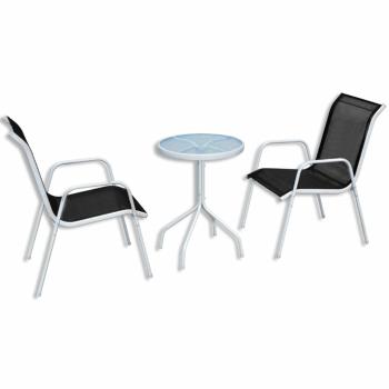 Záhradný bistro set 3 ks kov / textilen Dekorhome Černá / šedá