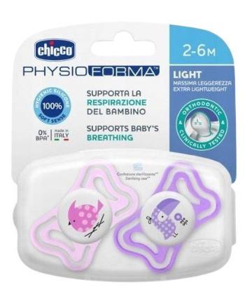 CHICCO Cumlík Physio Light silikónový vtáčik/tukan 2-6m+ 2 ks