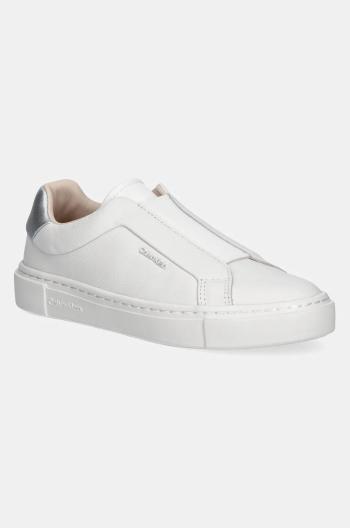 Kožené tenisky Calvin Klein CUPSOLE SLIP ON W/ML - LTH biela farba, HW0HW02289
