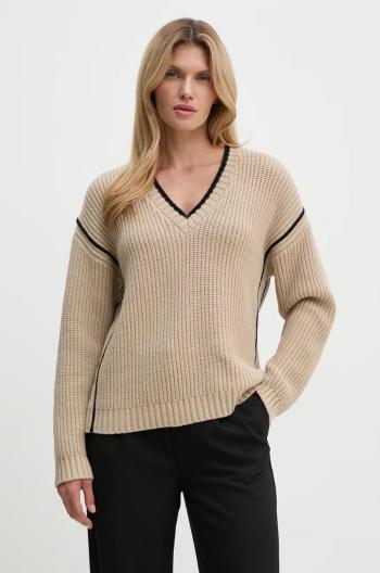 Sveter Bruuns Bazaar SimonaBBBenia knit dámsky, béžová farba, teplý, BBW4100