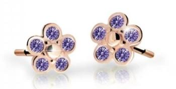 Cutie Jewellery Detské kvietkové náušnice z ružového zlata C2744-30-X-4 fialová