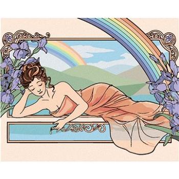 Maľovanie podľa čísel - Reprodukcia, žena a fialky (Alfons Mucha) (HRAbz33190nad)
