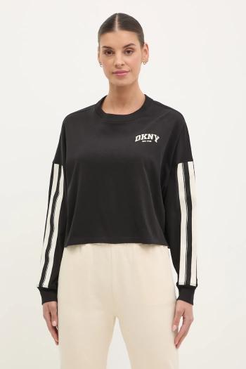 Bavlnené tričko s dlhým rukávom Dkny čierna farba, DP5T1226