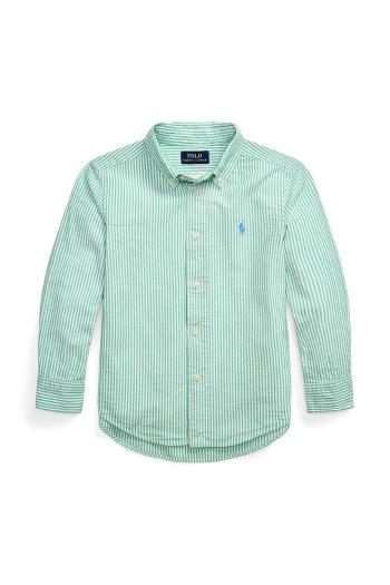 Detská bavlnená košeľa Polo Ralph Lauren zelená farba, 322964692002