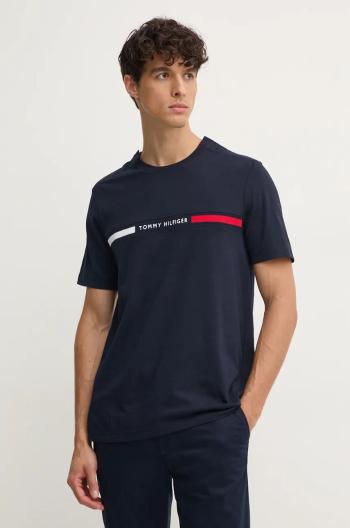 Bavlnené tričko Tommy Hilfiger pánske, tmavomodrá farba, s nášivkou, MW0MW37390