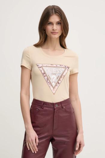 Tričko Guess dámske, béžová farba, W5RI22 J1314