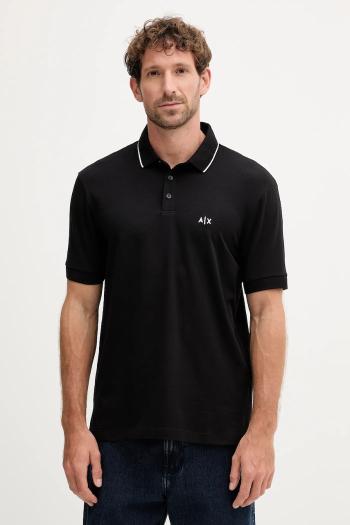 Polo tričko Armani Exchange pánske, čierna farba, jednofarebné, XM001289 AF10363