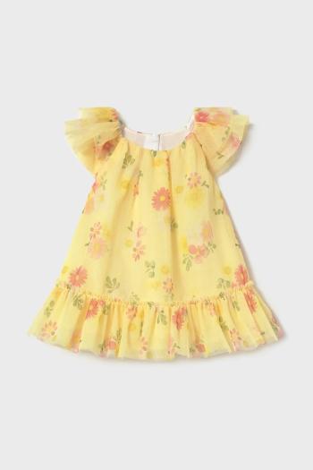 Šaty pre bábätká Mayoral Newborn žltá farba, mini, áčkový strih, 1850