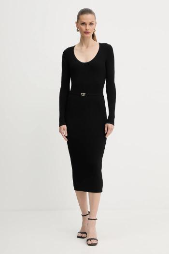 Šaty Twinset čierna farba, midi, priliehavé, 252TP3352