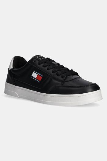 Kožené tenisky Tommy Jeans TJM THE GREENWICH NEW ESS čierna farba, EM0EM01574