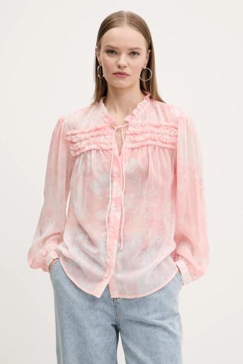 Košeľa Desigual ENIO dámska, ružová farba, regular, so stojačikom, 25SWBW05