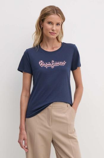 Bavlnené tričko Pepe Jeans ENARA dámske, tmavomodrá farba, PL505879