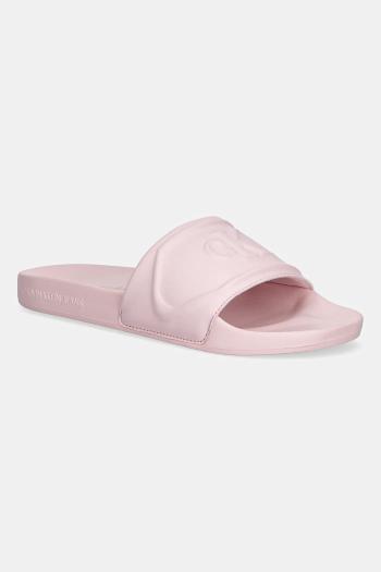 Šľapky Calvin Klein Jeans SLIDE PU HF MG ružová farba, YW0YW01879