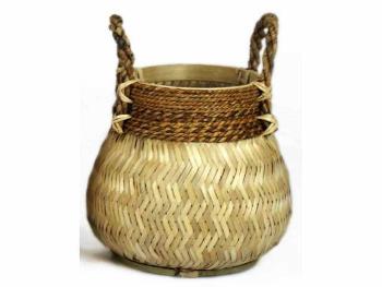 Přírodní bambusový košík s uchy Valen - Ø34*24 cm 301884