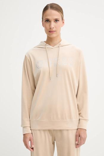 Mikina Guess COUTURE béžová farba, s kapucňou, s nášivkou, V4RQ25 K0232