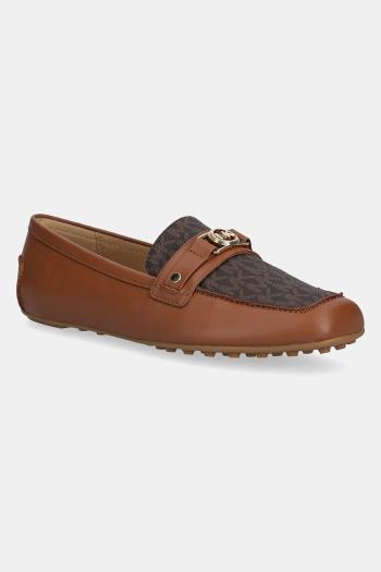 Kožené mokasíny MICHAEL Michael Kors Mandy hnedá farba, na plochom podpätku, 40T5MAFR2L.227