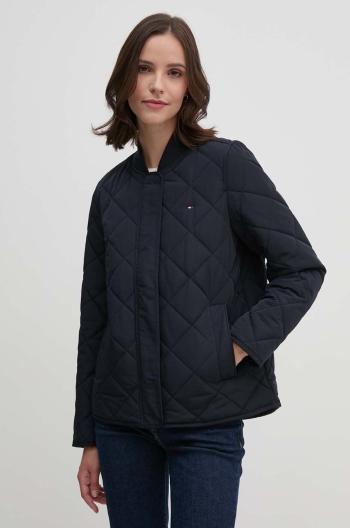 Bunda Tommy Hilfiger dámska, tmavomodrá farba, prechodná, WW0WW42376