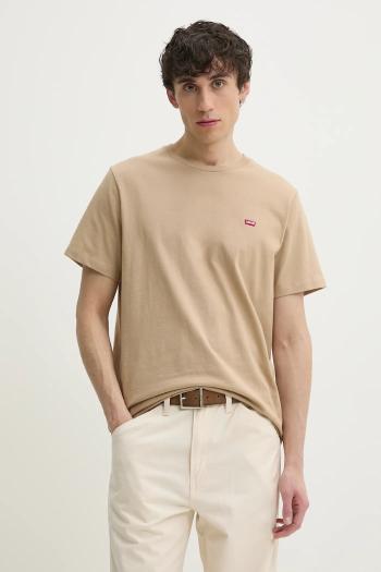 Bavlnené tričko Levi's SS ORIGINAL HM TEE pánske, béžová farba, jednofarebné, 56605
